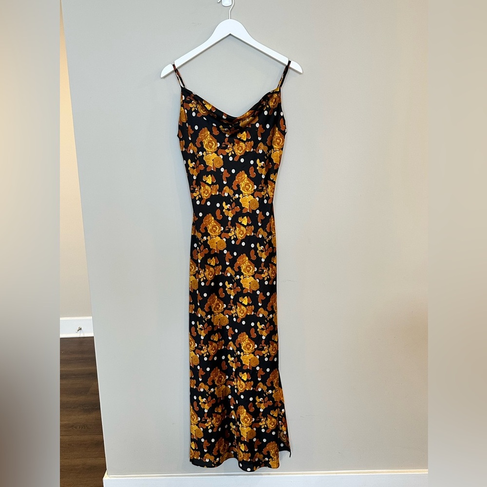 Glamorous Black and Gold Floral Maxi Dress